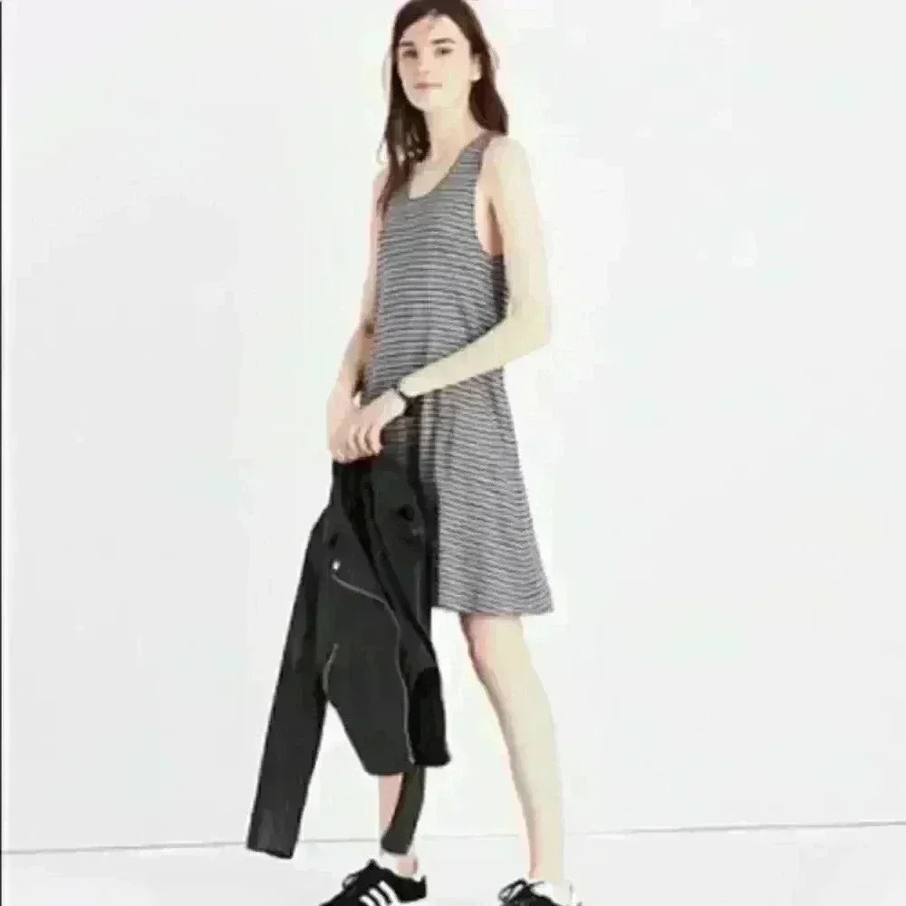 𝅺MADEWELL Highpoint Tank Striped Dress Gray XXS